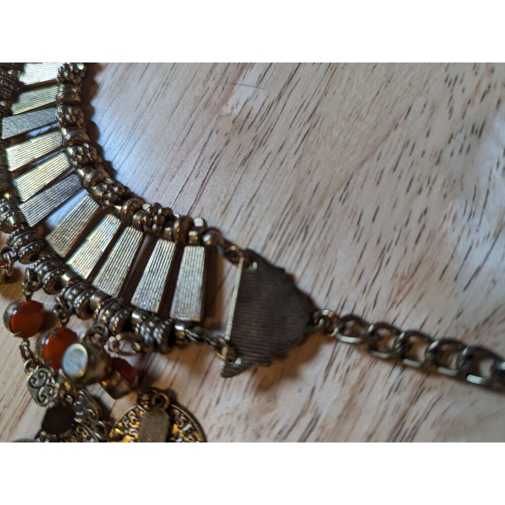 Statement piece Cleopatra style coin necklace Republic of france burnished gold - Picture 9 of 11